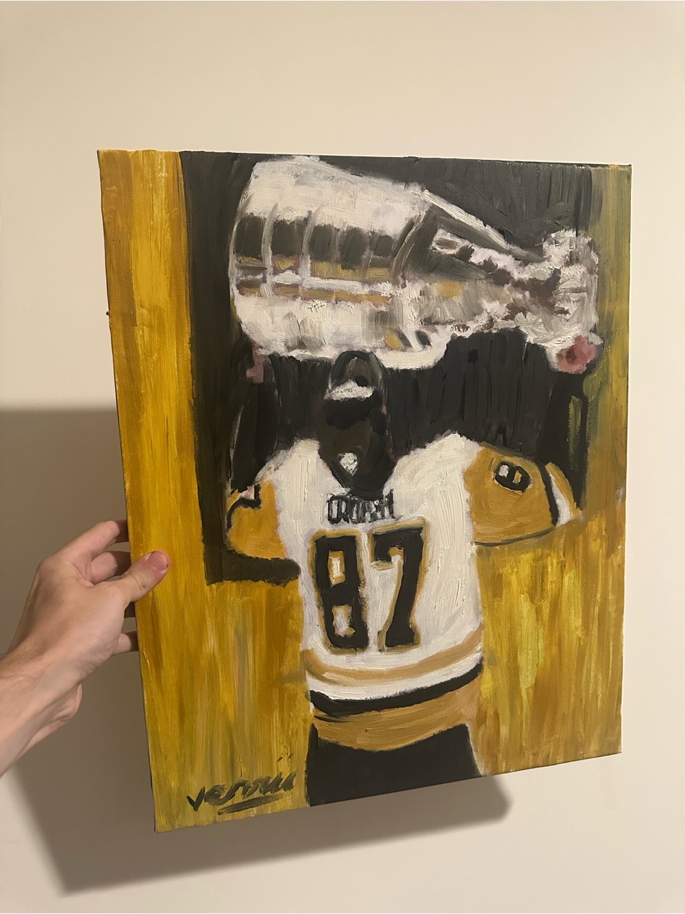 Sidney Crosby 16x20 Canvas painting on canvas signed by artist
